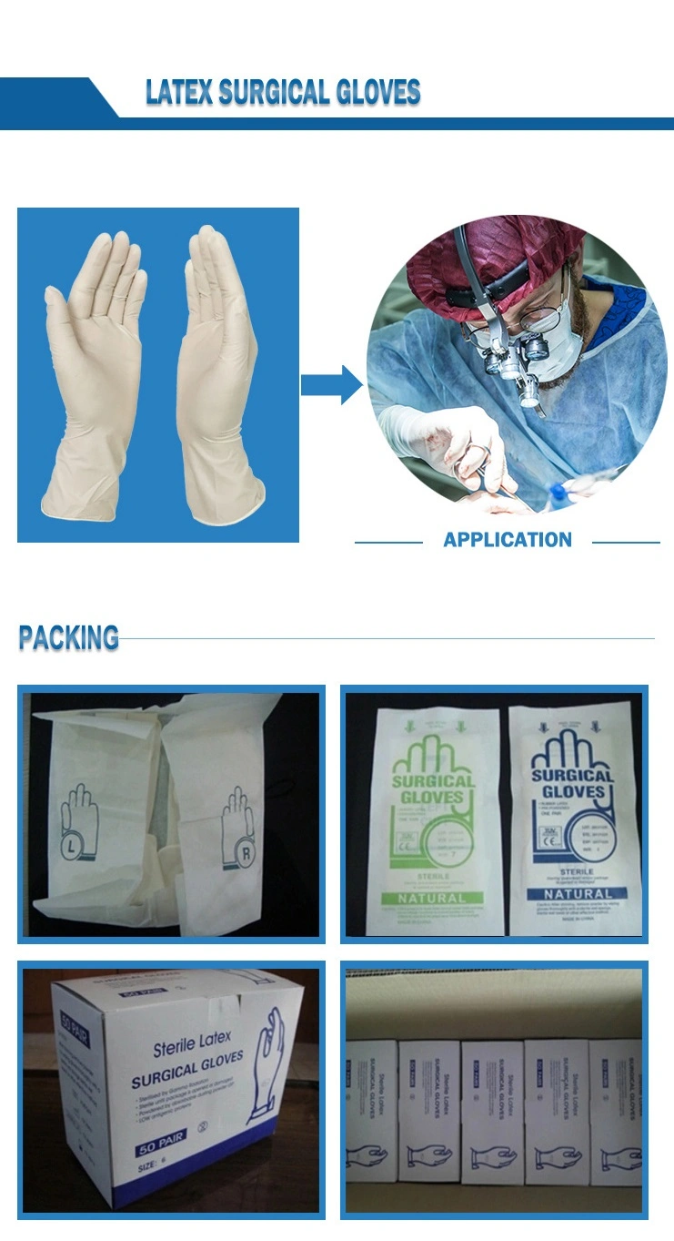 Disposable Medical Latex Gloves Powdered or Powder-Free Sterile Latex Surgical Gloves Powdered with CE and ISO