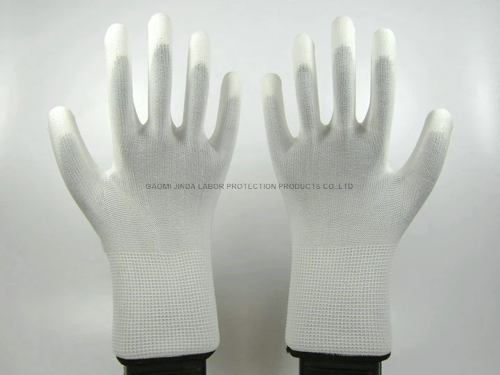 13 Polyester White PU Palm Coated Household Electric Hand Work Gloves