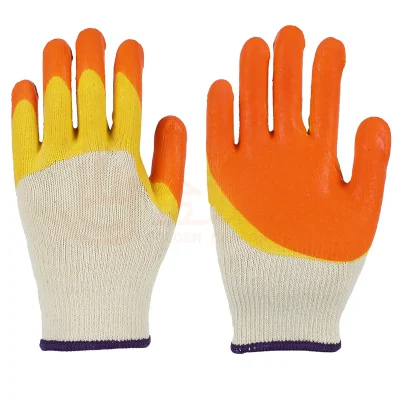 Factory Direct Cotton Gloves Smooth Latex Rubber Palm Coated Rough Grip Safety Working Gloves